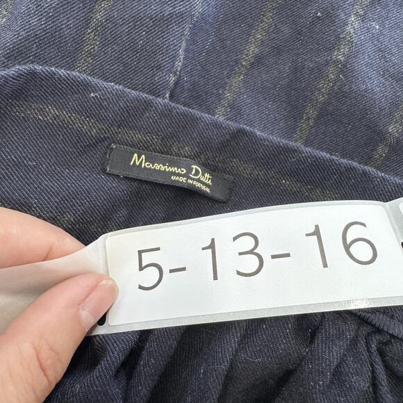 Massimo Dutti Skirt Womens 36 Small Navy Blue Stripe Button Front Midi Modest - Picture 3 of 8